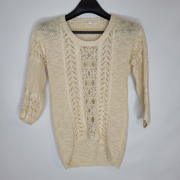 Pink Rose premium Sweaters - Pink Rose Lace Knit Sweater